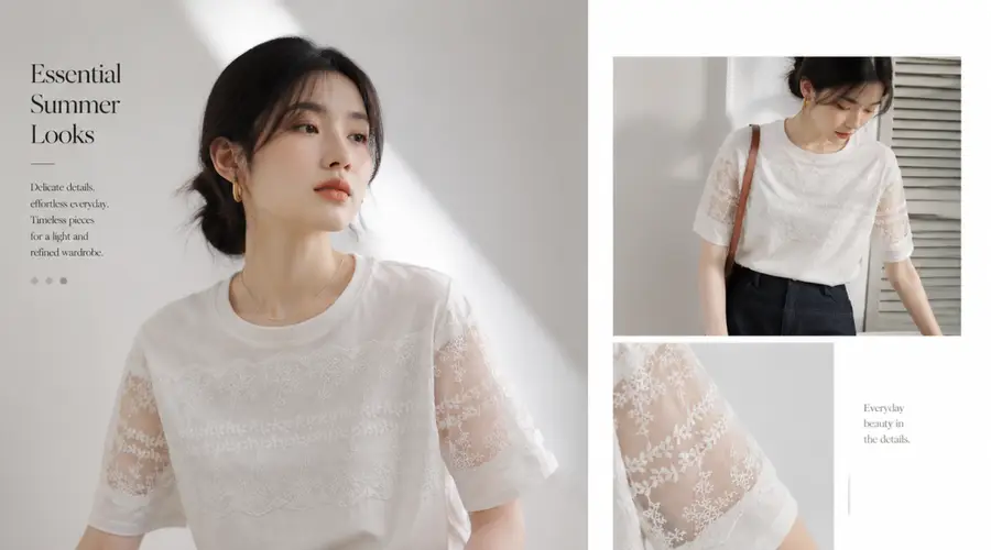 又舒服又得体的蕾丝T恤,精致一整个夏天