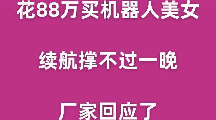 花88万买机器人美女，续航撑不过一晚