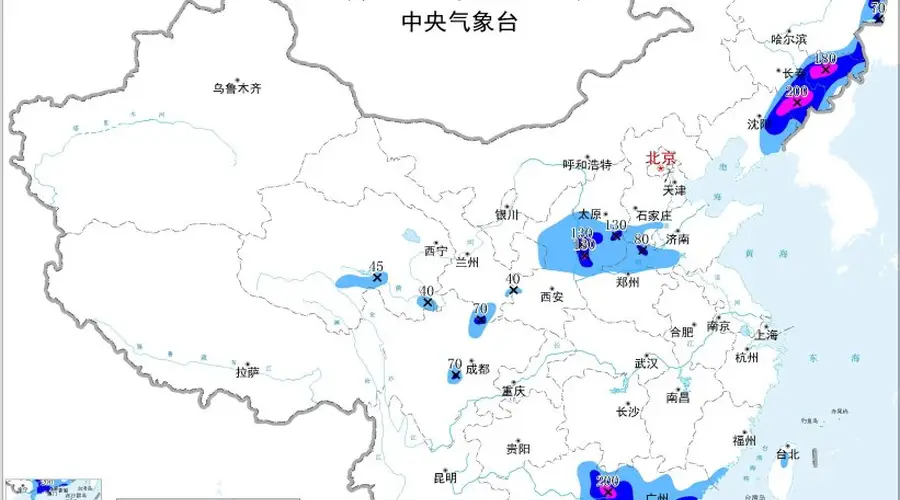 西北华北东北等地有强降水 广东广西沿海有强降水