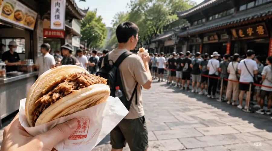 逛景区到中午 游客为啥放弃排长队网红店转而选小吃