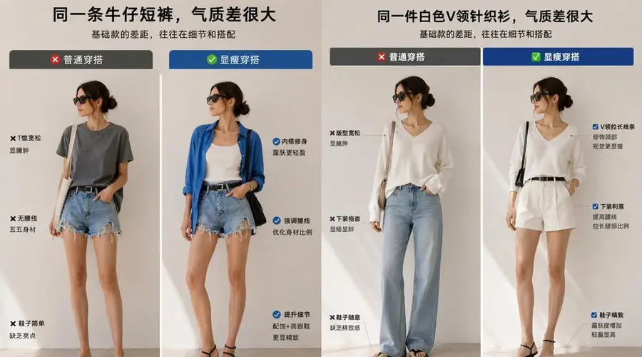 别再怪自己没气质了。你只是不会搭。以前我一直以为:“基础款不好看,是因为衣服普通。”后来才发现,真正的问题不是衣服,而是搭配。 基础款穿搭 夏季穿搭 显瘦穿搭 普通人穿搭 一衣多穿 搭配技巧 通勤穿搭 高级感穿搭 女生穿搭 夏日OOTD