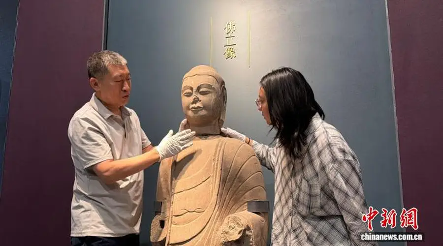 山西汾阳村民捐赠佛首为北齐造像 与馆藏佛立像高度吻合