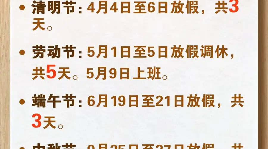放假通知！连休7天