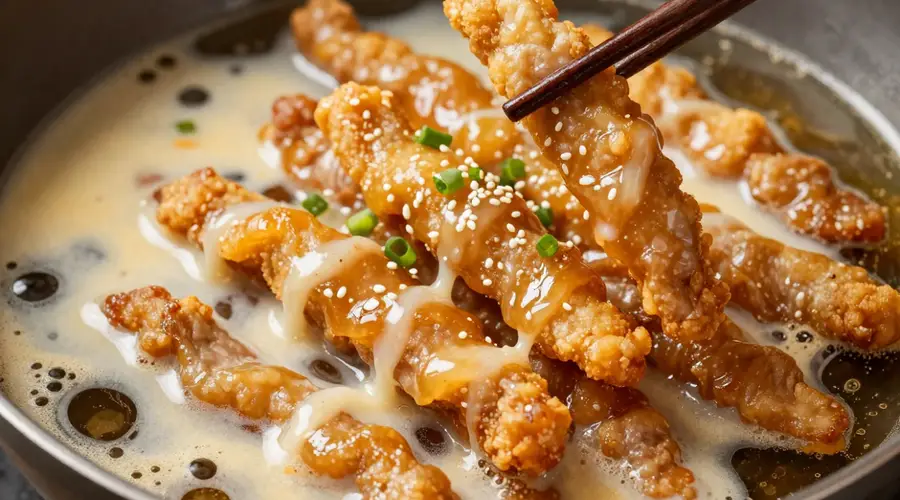 软炸里脊外酥里嫩不返潮,大厨亲授调粉黄金配比