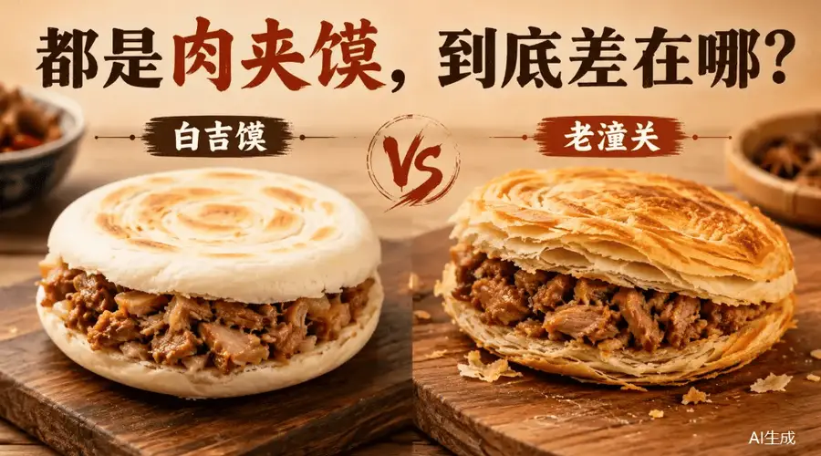 白吉馍肉夹馍和老潼关肉夹馍 口感差异核心全在馍