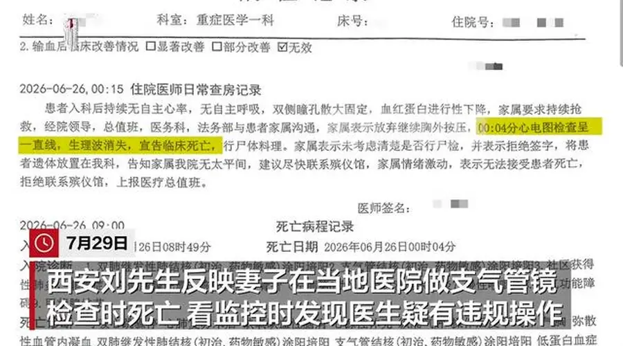 西安一女子做气管镜时不幸身亡，丈夫质疑术中有违规操作，称“麻醉师几乎全程玩手机”，医院：医生责任不大