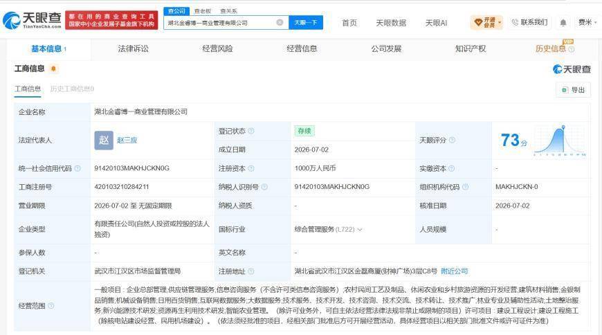 中信金融资产在湖北成立新商业管理公司 注册资本1000万