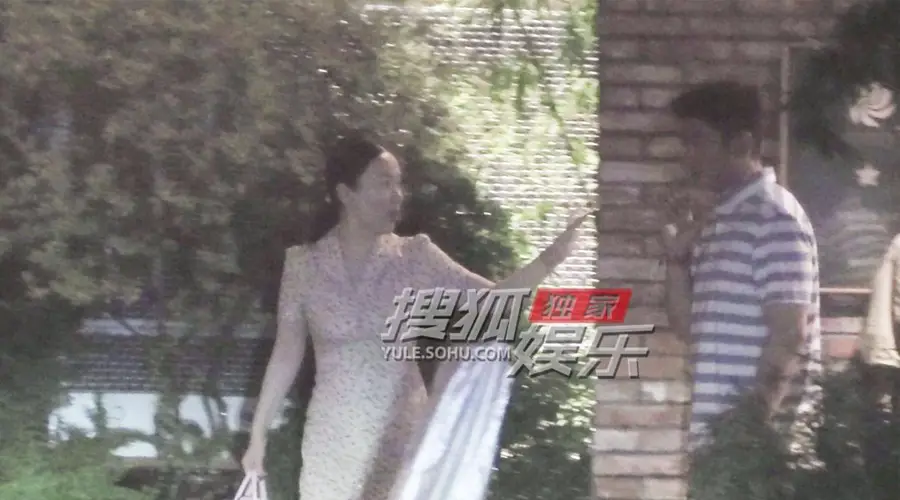 霍思燕与杜江外出聚餐 穿碎花茶歇裙温婉有韵味