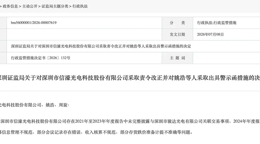信息披露岂能儿戏!301051,责令改正