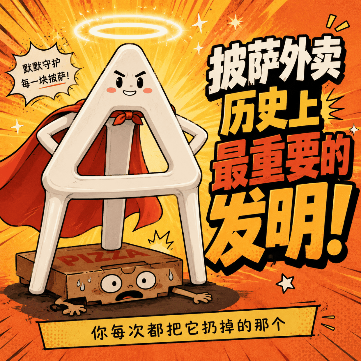 披萨盒里那个白色三角架，我对着它研究了半小时