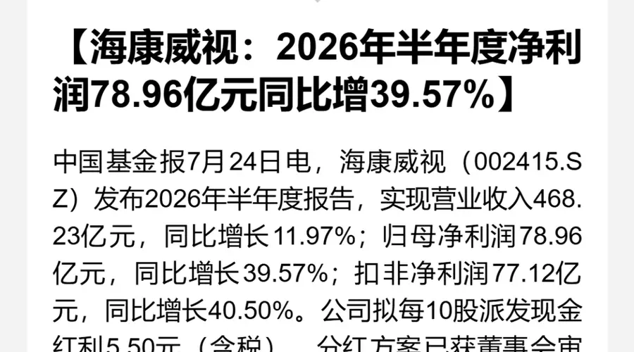 海康威视下半年毛利率将维持高位 远望基金持有1.13亿股