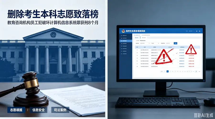 四川某教育咨询机构工作人员为泄愤，私自删除考生本科志愿致其落榜，获刑8个月