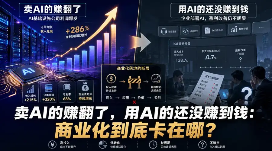 卖AI的赚翻了,用AI的还没赚到钱:商业化到底卡在哪?