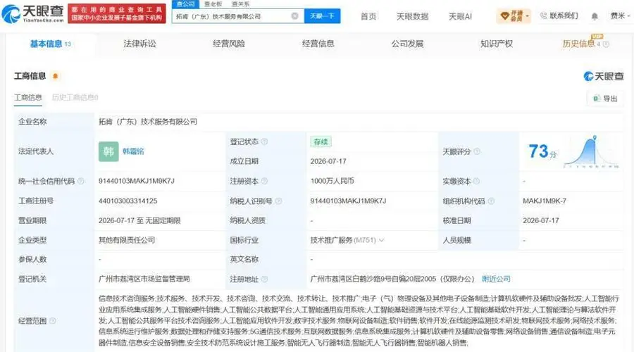 侨银股份与润建股份合资成立拓肯（广东）技术服务公司，注册资本1000万进军AI领域