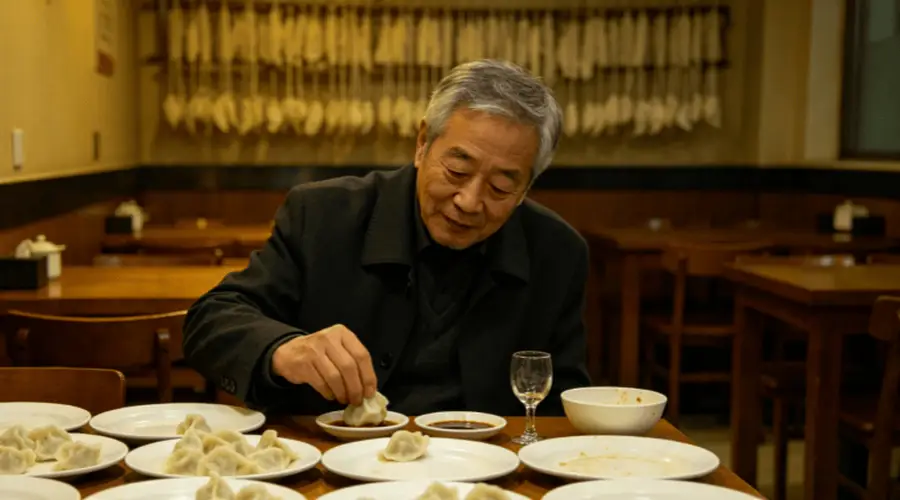 沈阳一家自助饺子馆贴出 18 元随便吃 的横幅,68 岁的大爷进店,吃了 20 多个饺子,喝光 2 两白酒