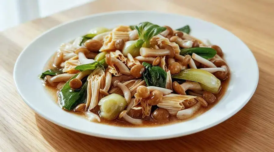 三伏天必吃!腐竹鲜菇炒青菜 简单快手超下饭