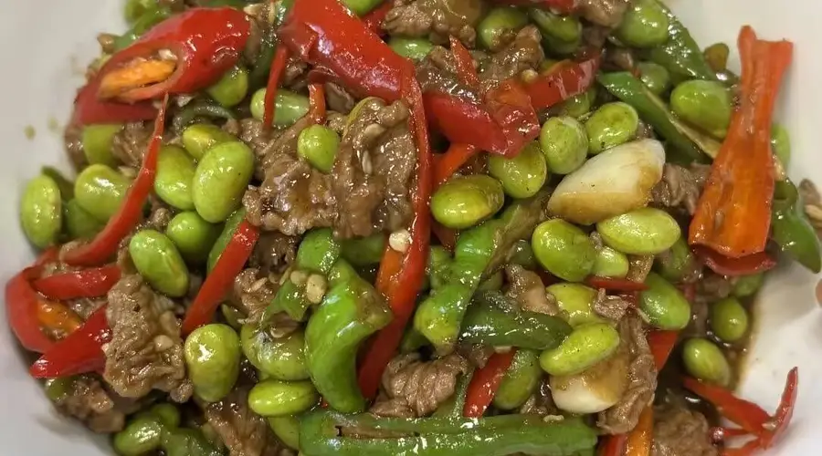 香辣牛肉炒毛豆家常做法 鲜嫩入味下饭必备