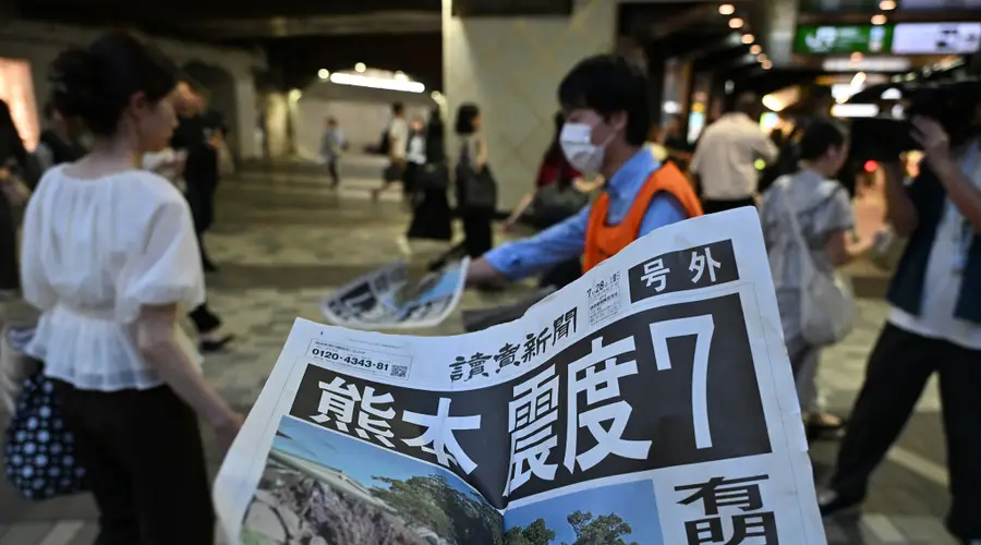 日本熊本7级强震致超4.8万户停电 九州新干线全线停运