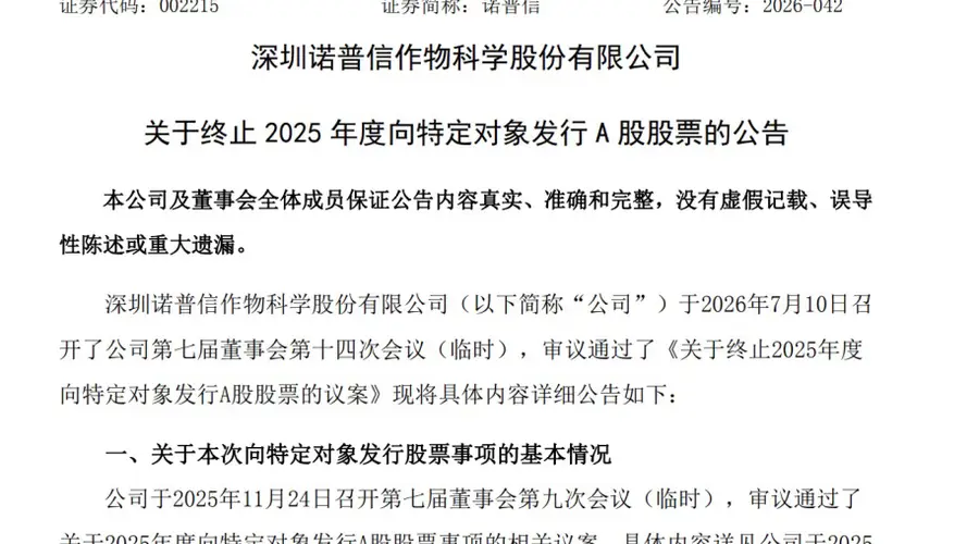 002215,终止定增!