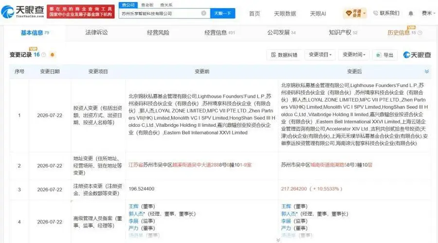 蚂蚁集团旗下公司入股乐享智能科技有限公司