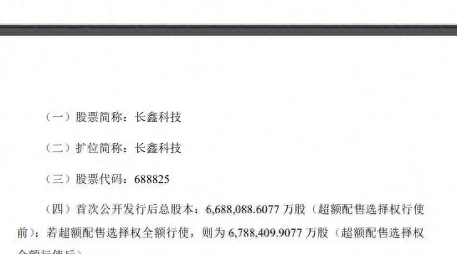 长鑫科技科创板下周一挂牌 发行价定为每股8.66元